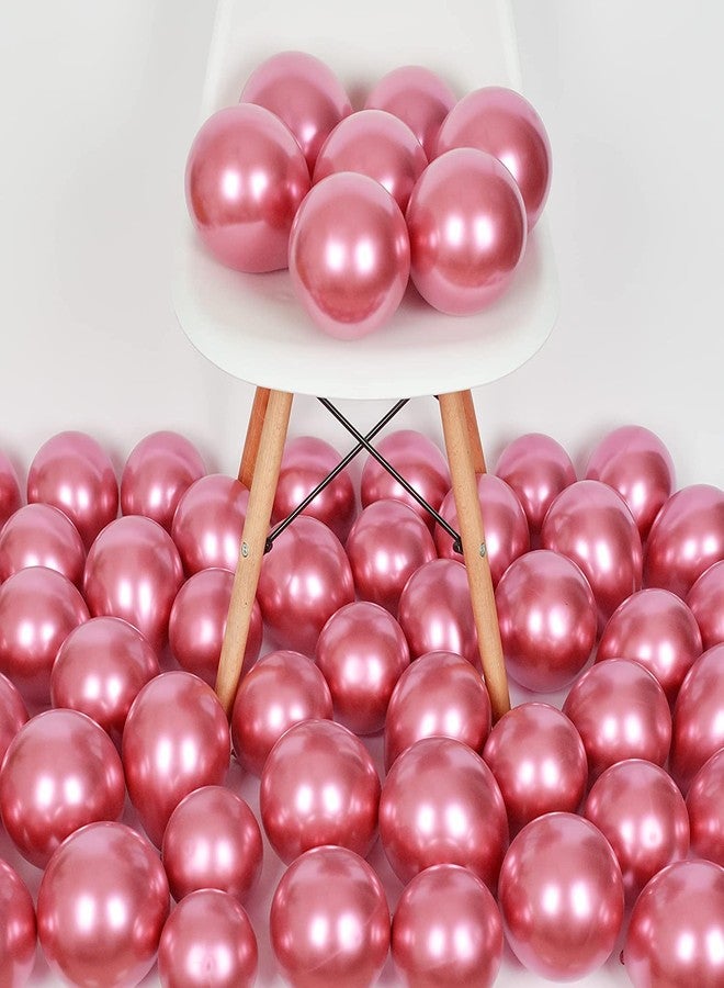 FI - FLICK IN Latex 50 Pcs Rose Pink Chrome Balloons for Birthday Anniversary Party Girl Theme Metallic Latex Balloons Shiny & Sturdy Balloon Wedding Party Occasion (Pack of 50, Rose Pink) - Image 4